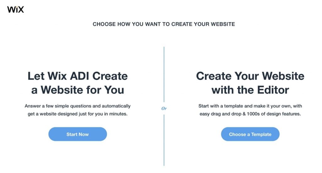 WIX site setup process