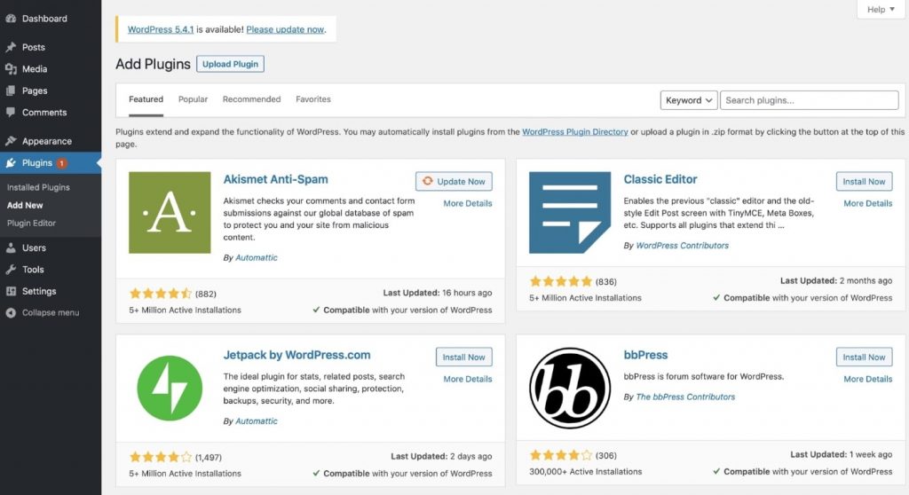 Add plugins in WordPress