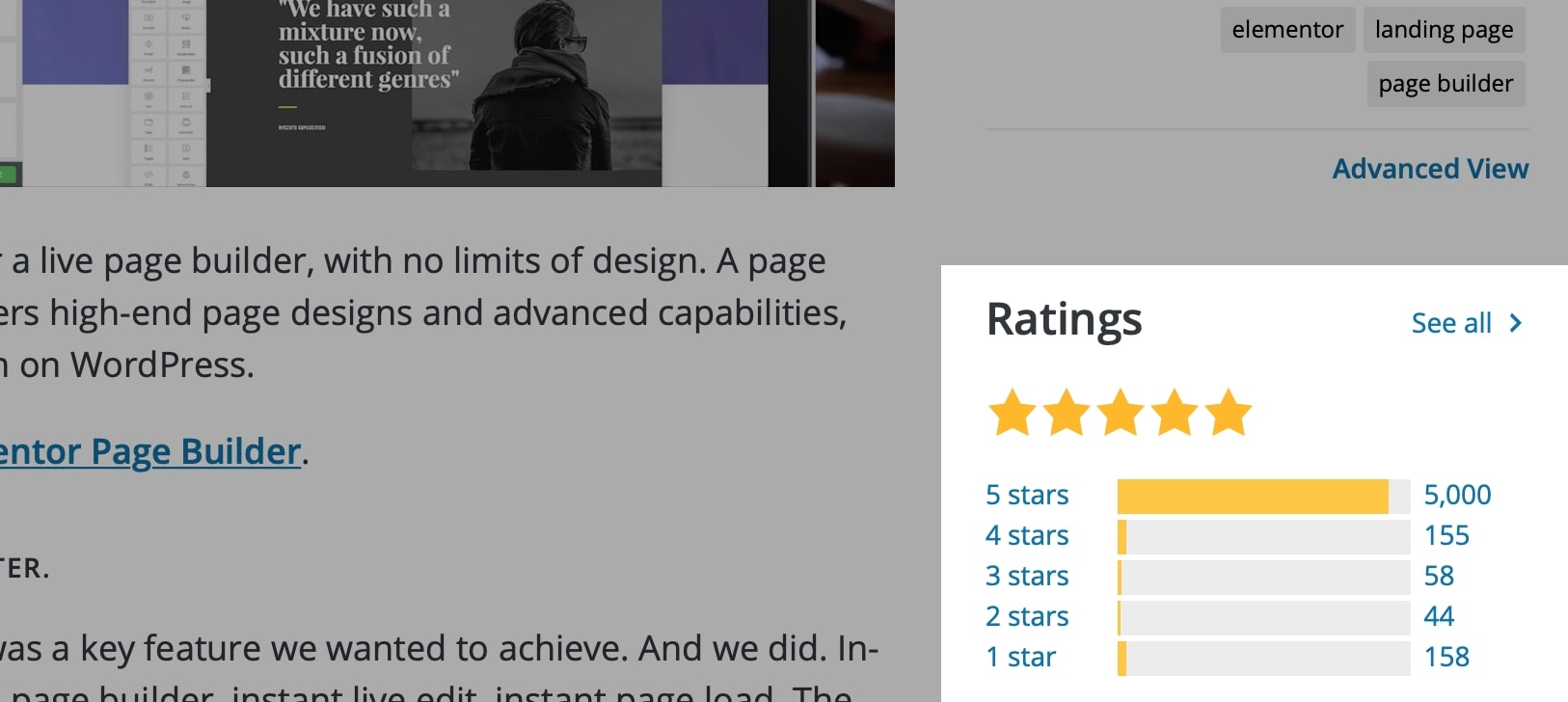 Elementor WordPress Ratings