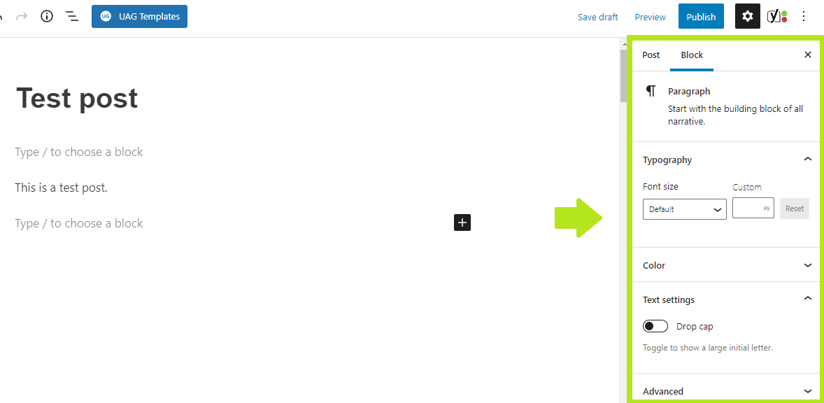 Block customization options on Gutenberg