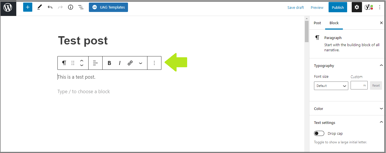 Block options in Gutenberg