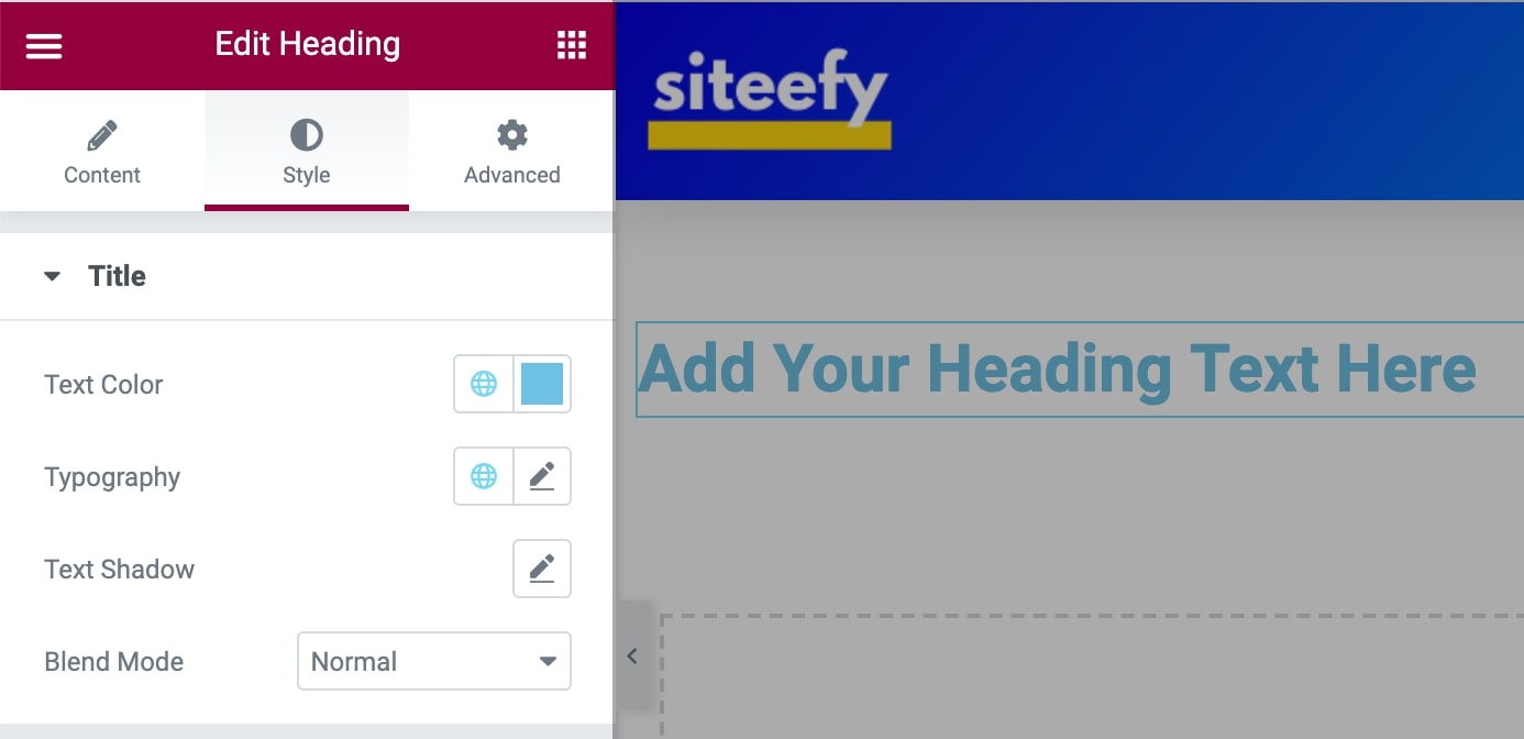 Elementor Styling settings
