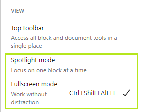 Gutenberg Spotlight and Fullscreen modes
