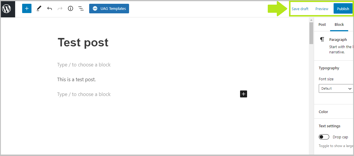 Saving and publishing WordPress posts
