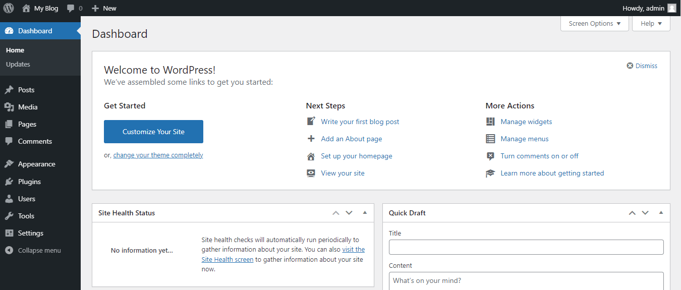 WordPress Dashboard