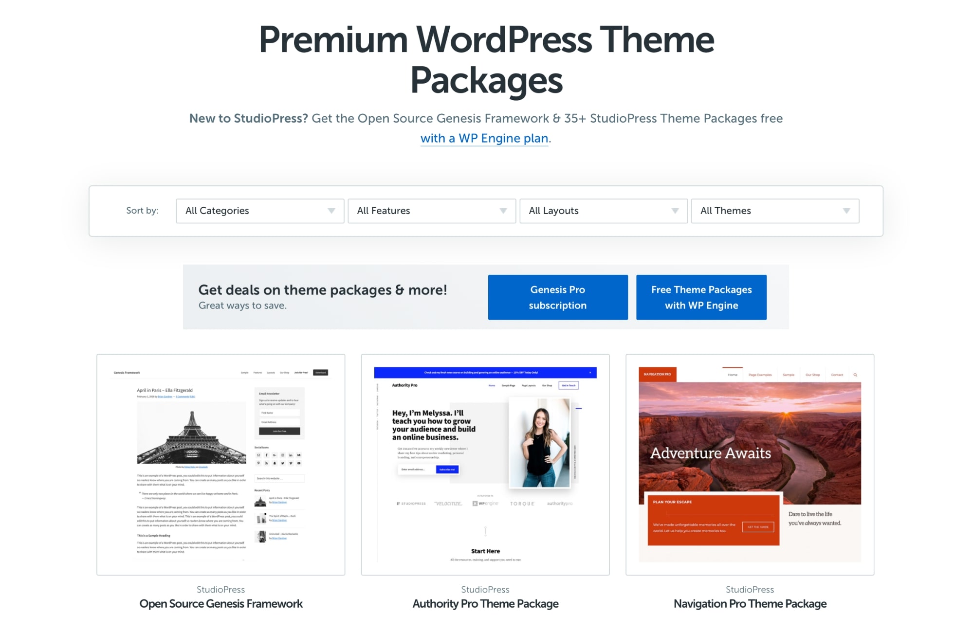 StudioPress premium Genesis child themes