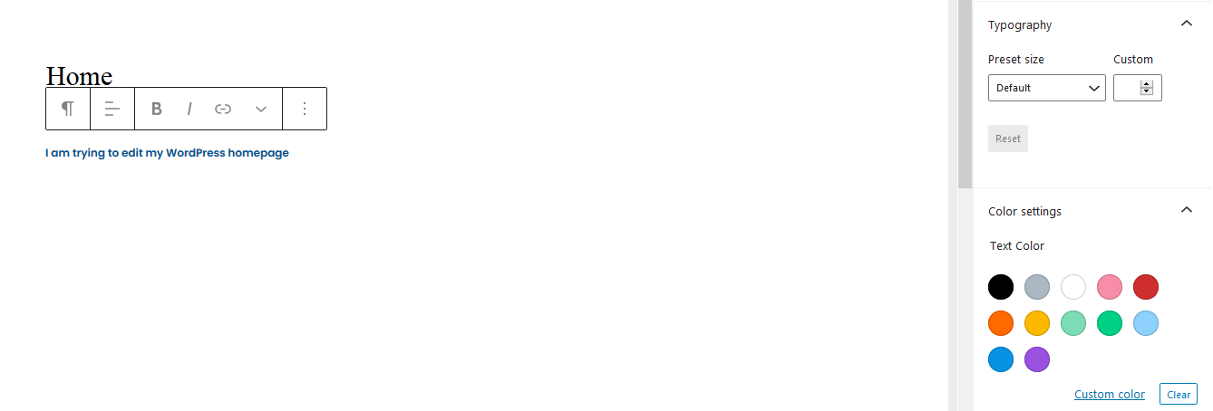 Click on color settings to change text color