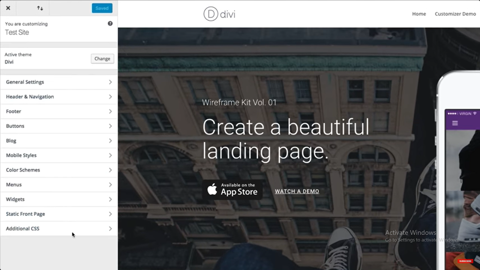 Customize Divi settings