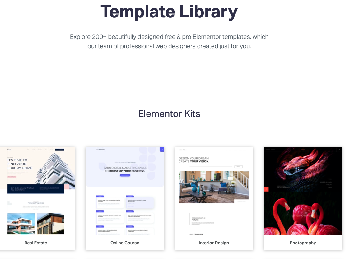 Elementor template library