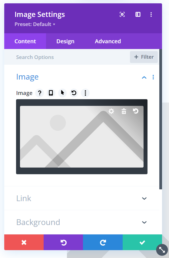 Image settings in Divi