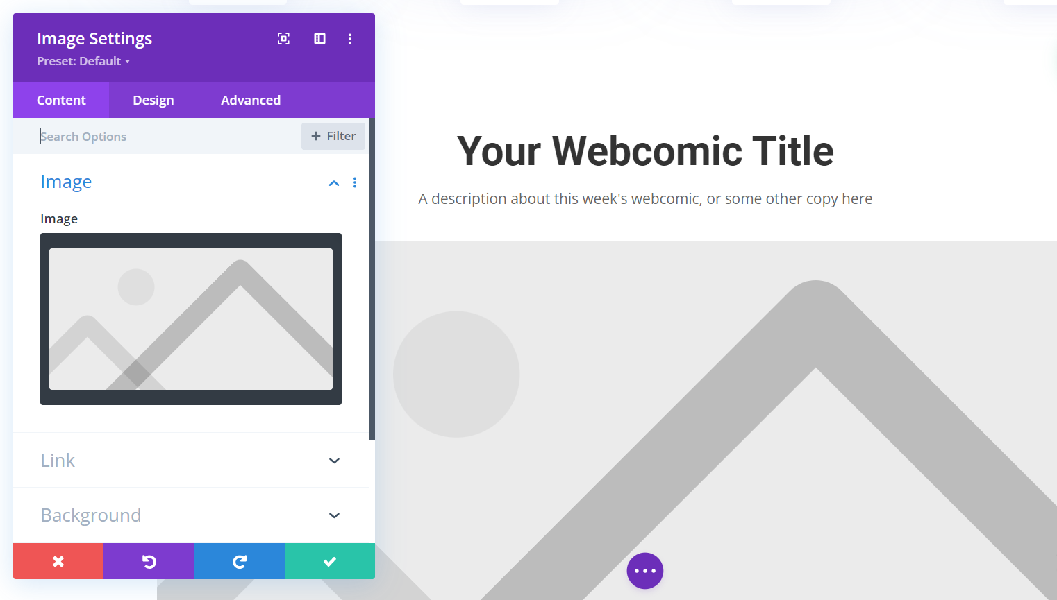 Webcomic image settings