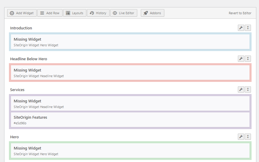 SiteOrigin Backend Interface