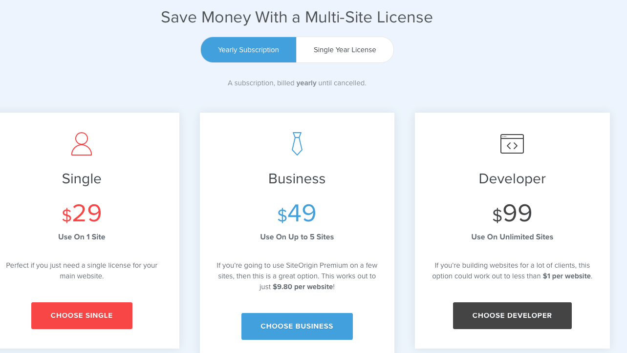 SiteOrigin Pricing