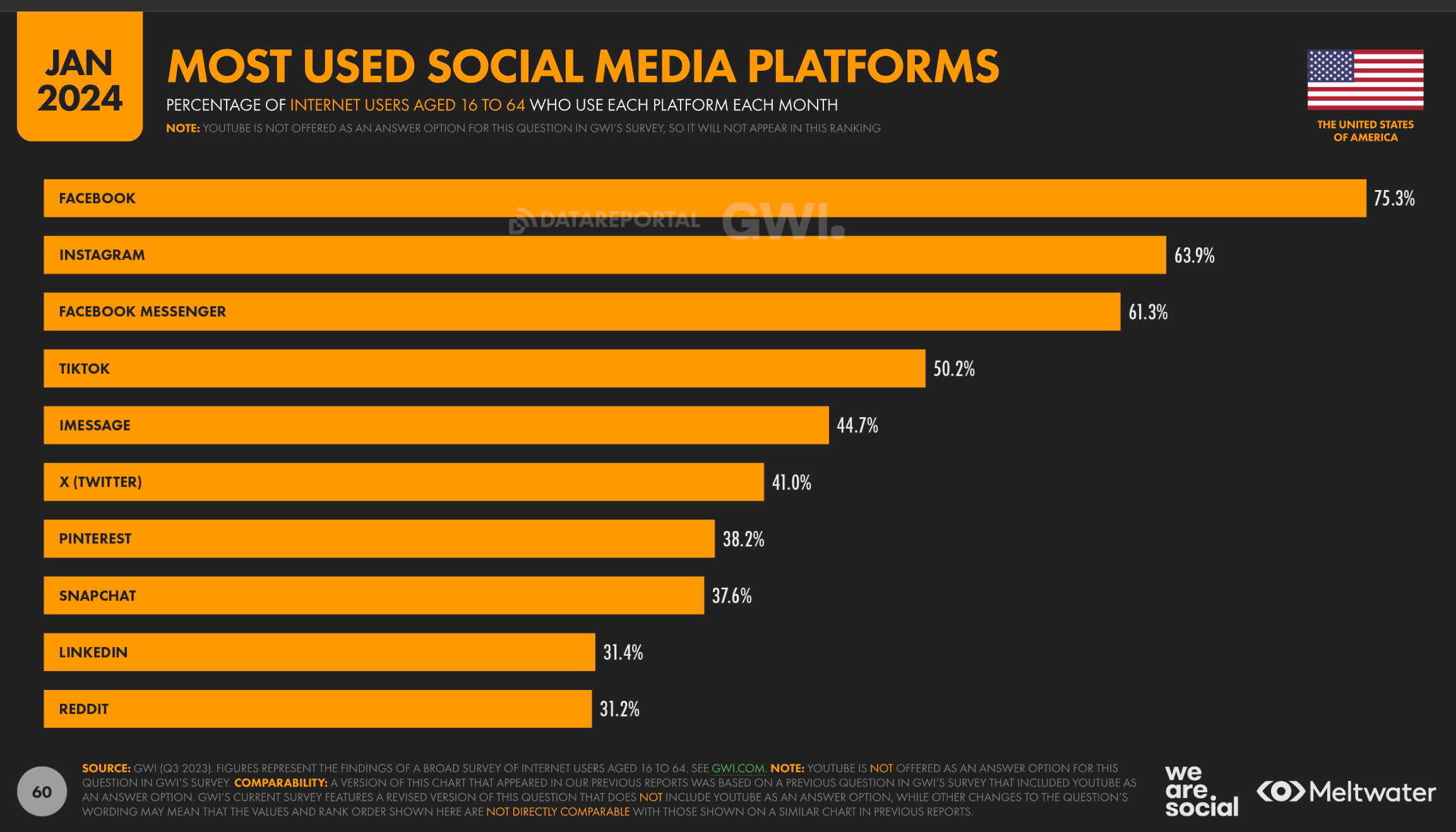 Most Used Social Media Platforms in the US in 2024