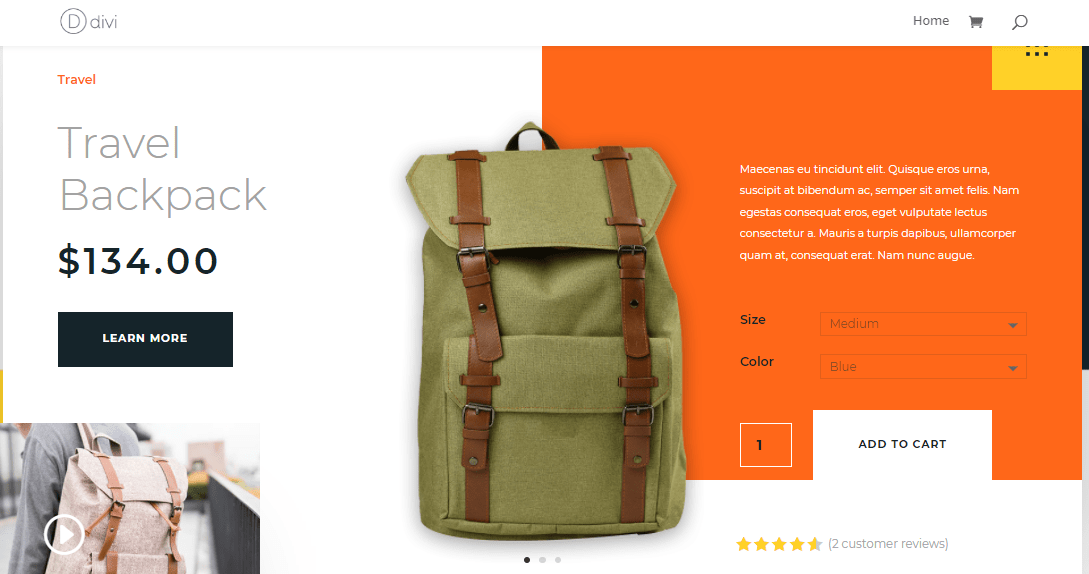 Divi WooCommerce product page template
