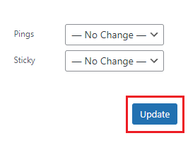 WordPress bulk update button