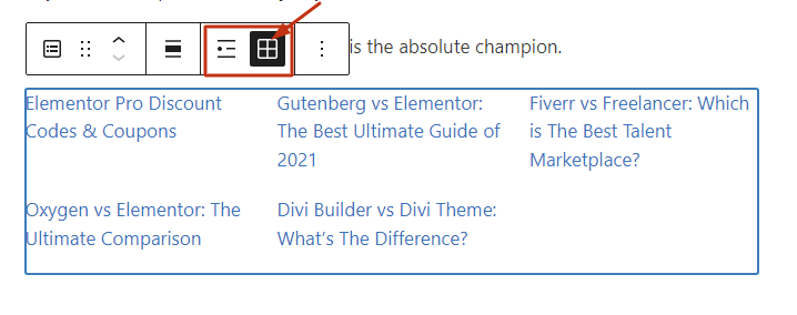 WordPress latest posts block grid view