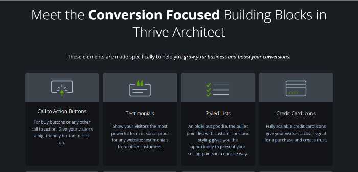 Thrive Architect conversion-focused building blocks
