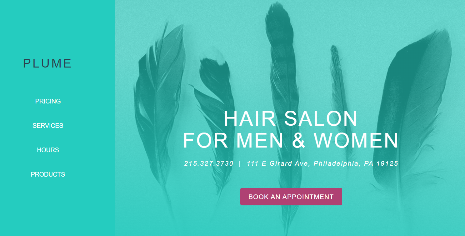 Plume Salon&nbsp;website