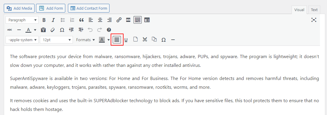 Using the PRyC WP: TinyMCE More Buttons plugin