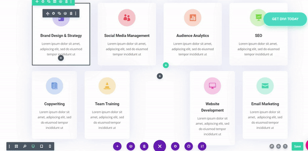 Divi drag and drop builder