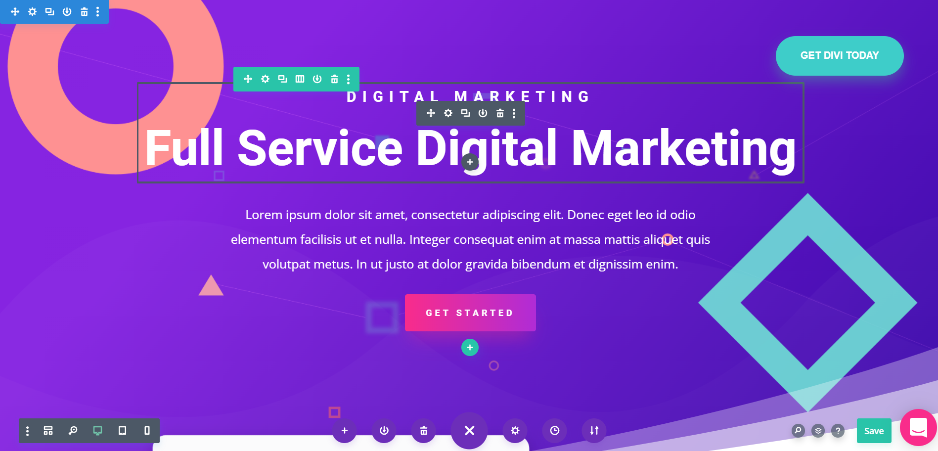 Divi interface