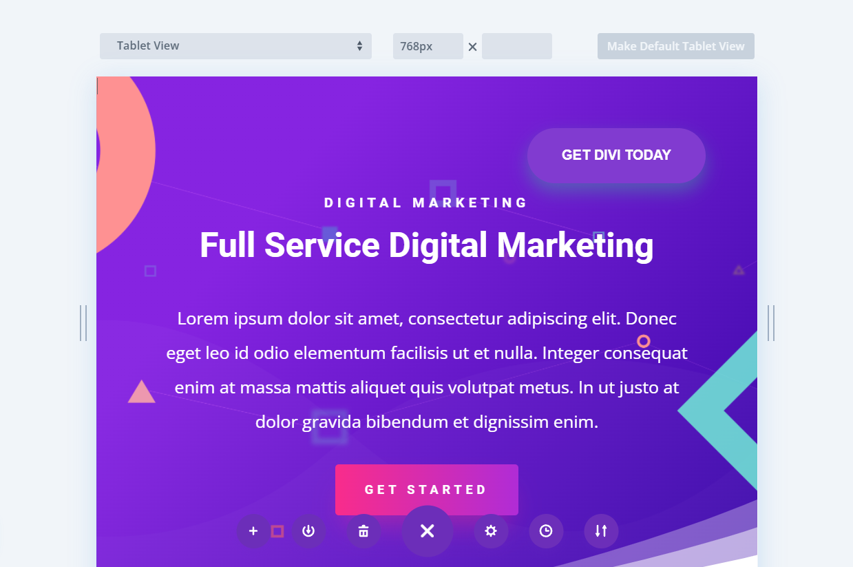 divi tablet view