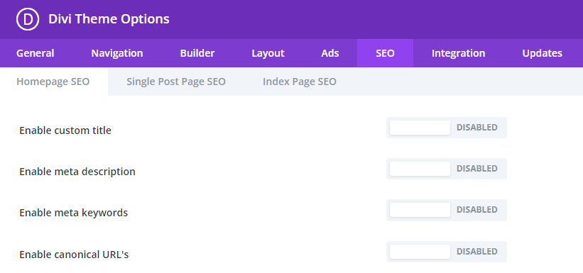 divi seo options