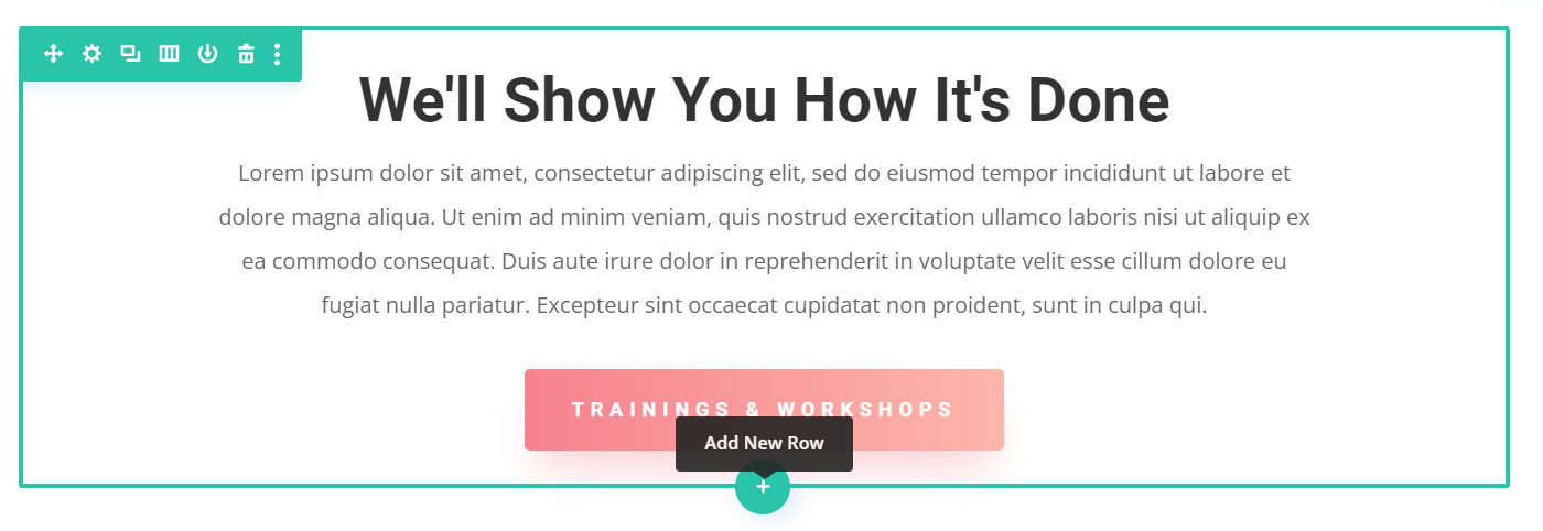 Divi add new row button