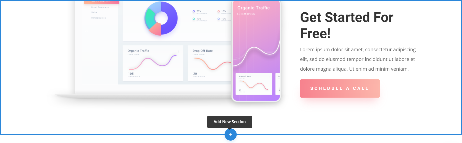 Divi add new section button