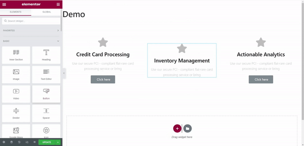 elementor drag and drop builder