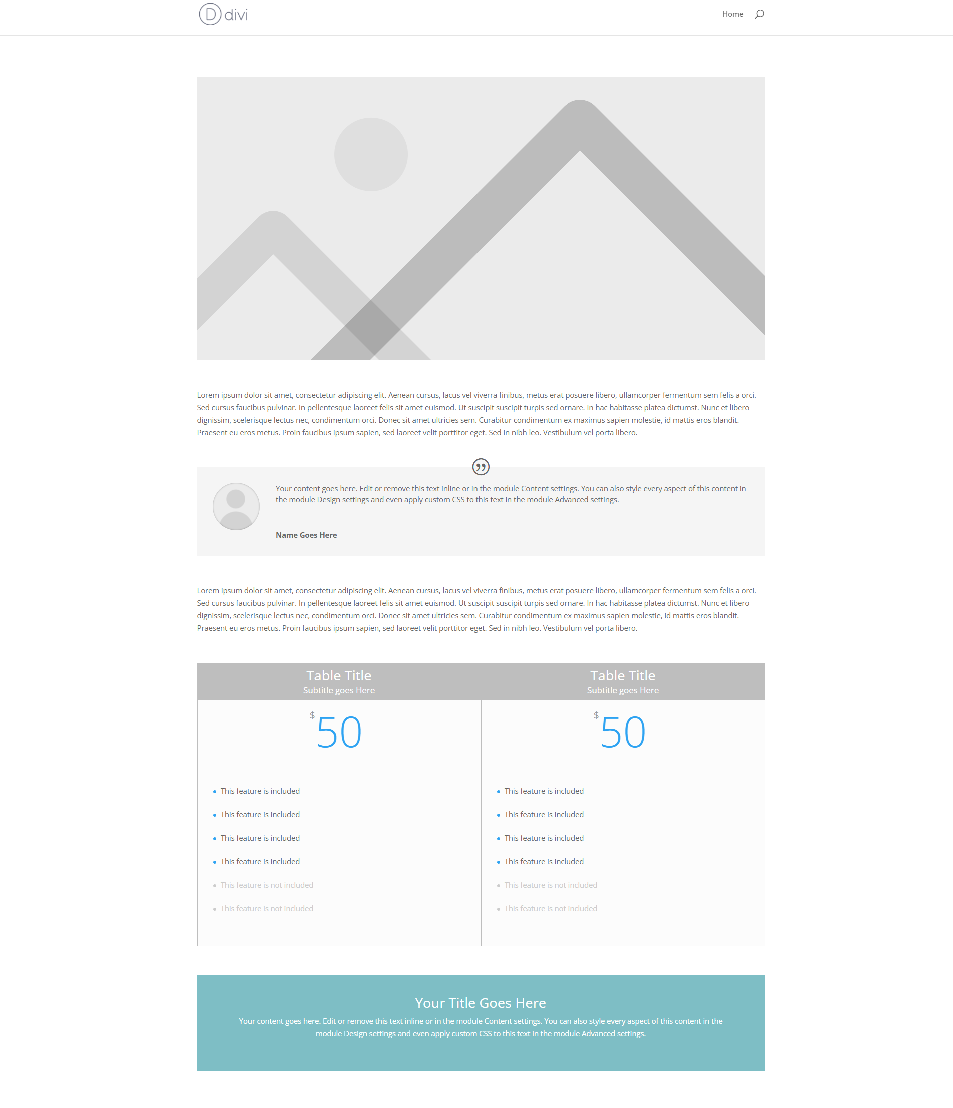 Divi custom landing page