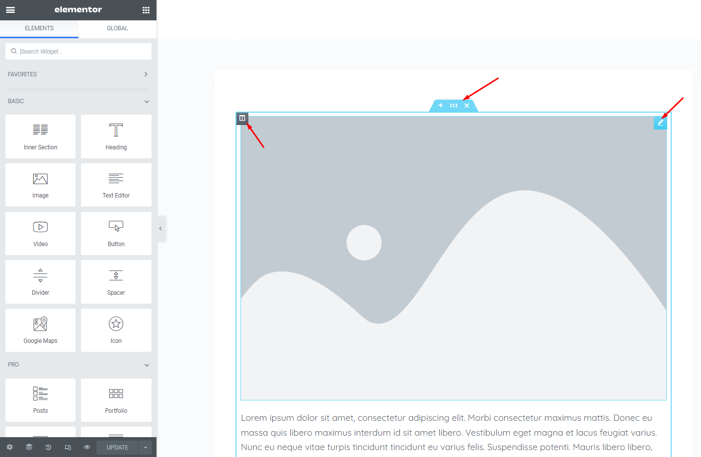 Elementor option pop ups