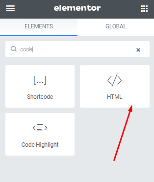 Elementor HTML widget