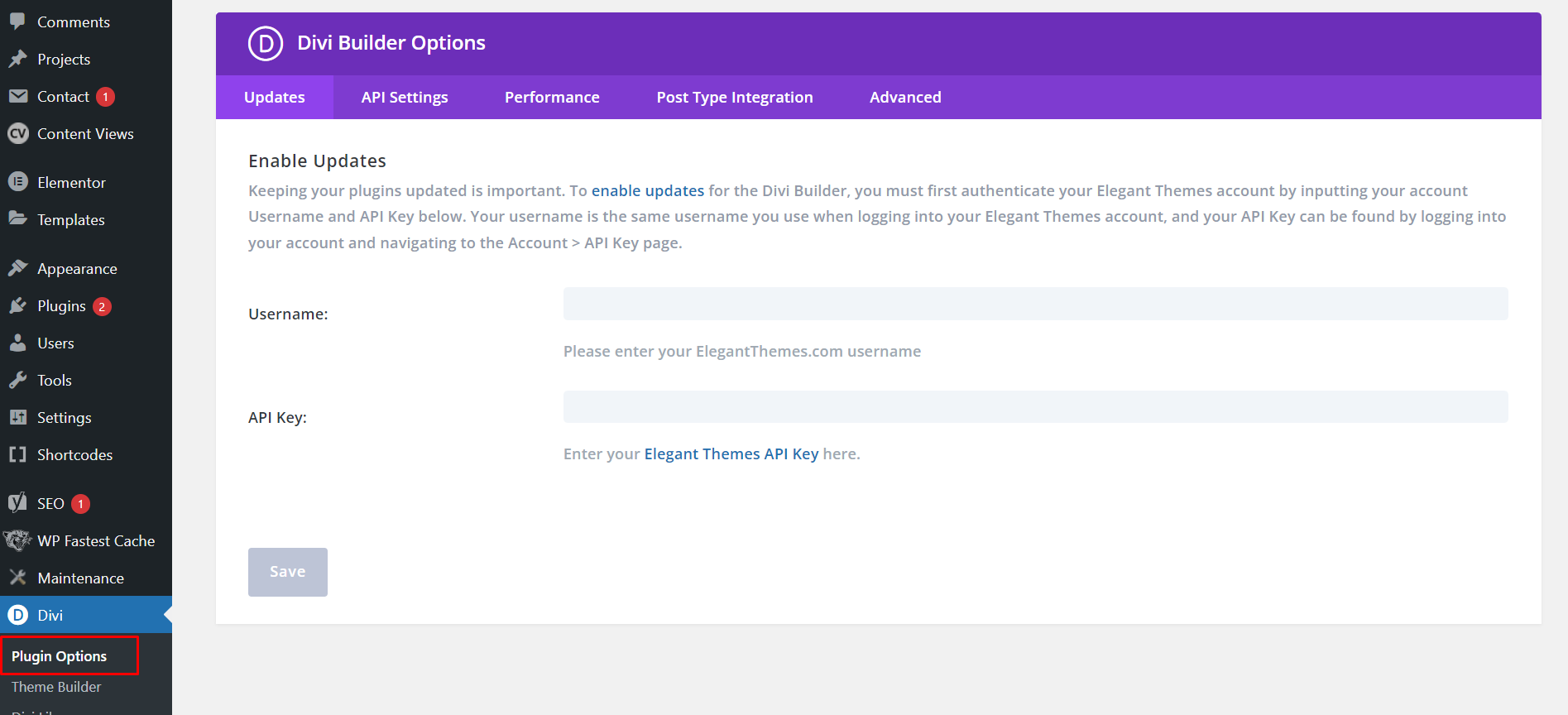 plugin options divi