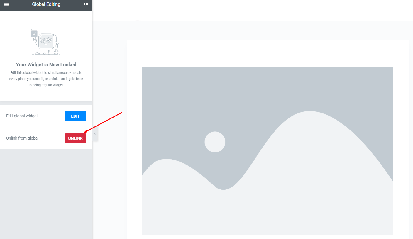 Unlink from global button elementor