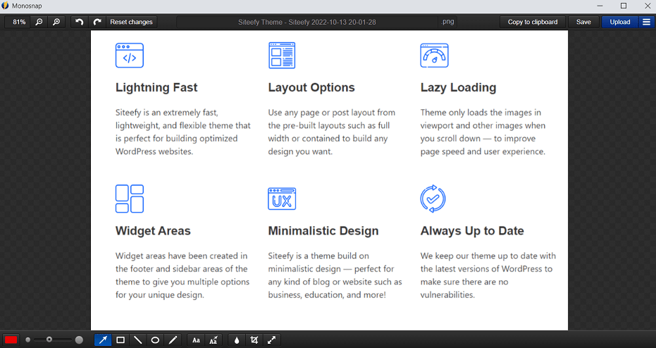 Taking screenshots with Monosnap