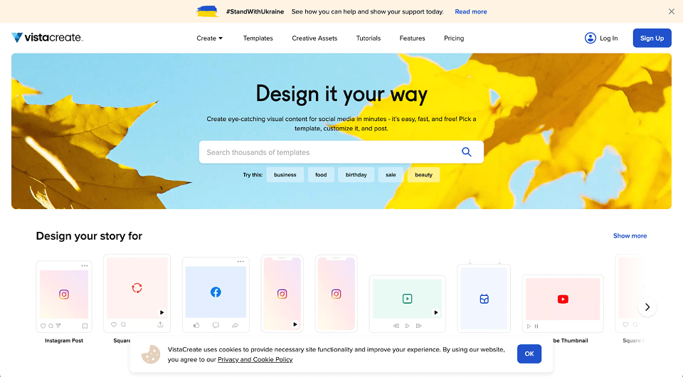 VistaCreate homepage