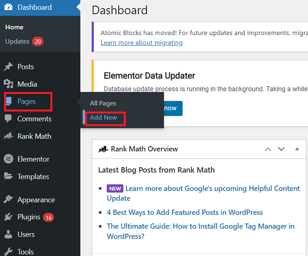 Adding new page on WordPress