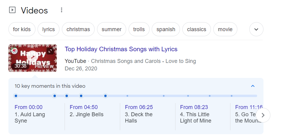 Videos Google feature