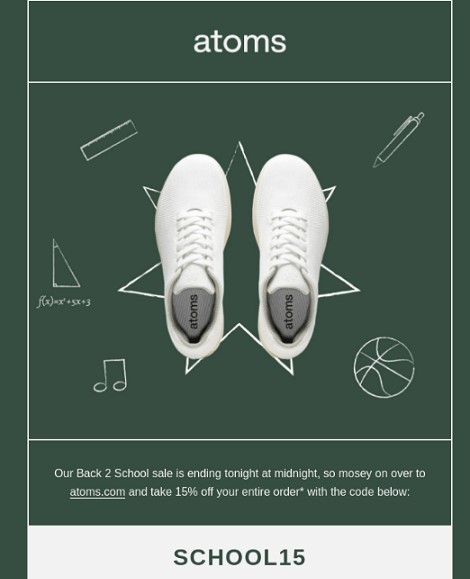 Email marketing campaign from Atoms