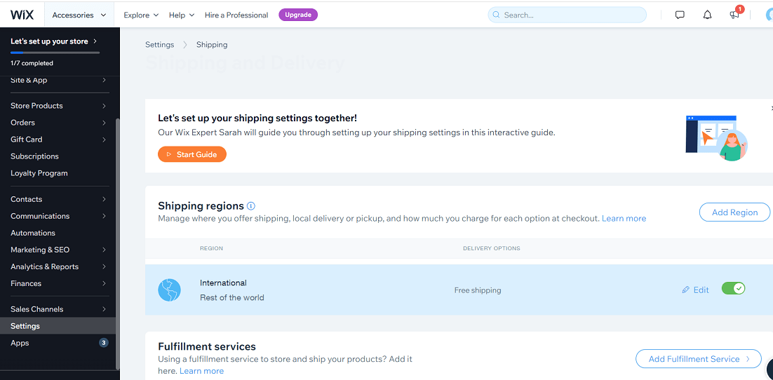 Shipping settings on Wix