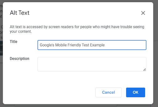 "Alt Text" in Google Docs
