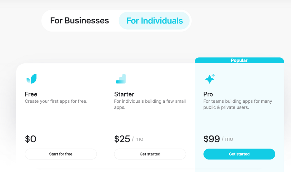Glides' pricing plans