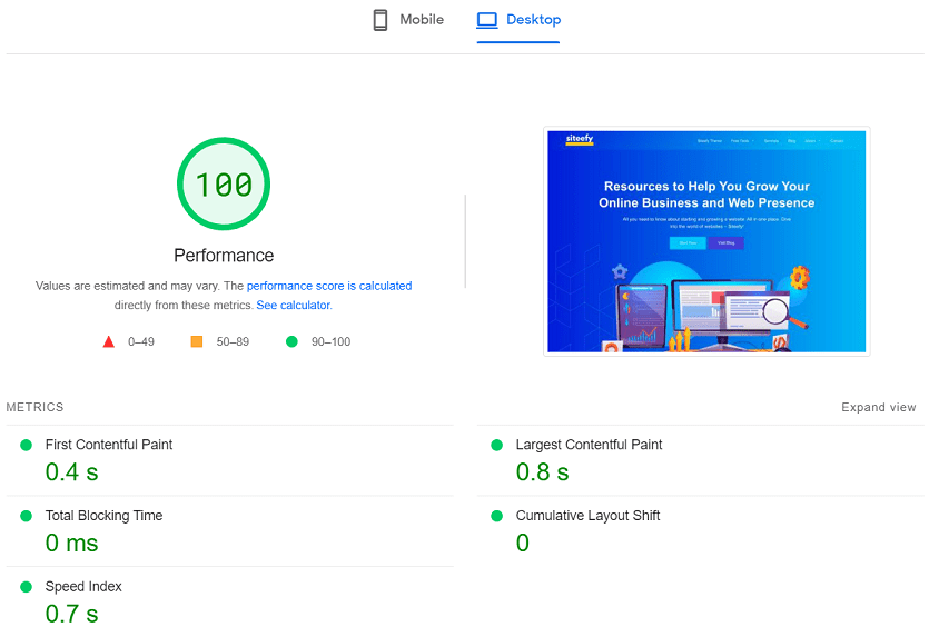 Website performance analysis with PageSpeed Insights
