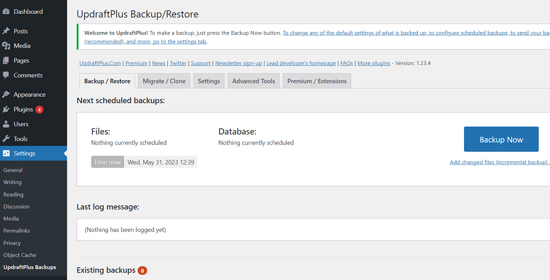 WordPress Site Backup with UpdraftPlus Plugin