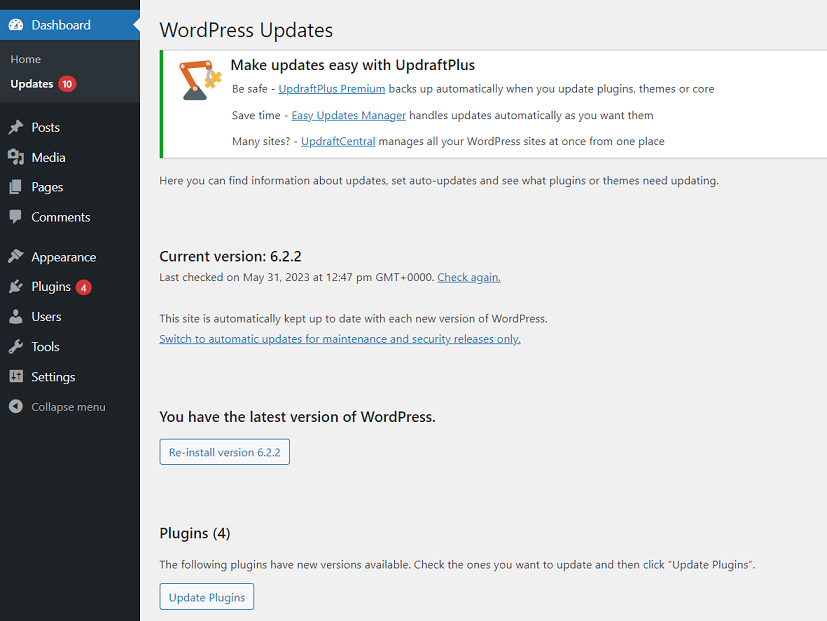 WordPress updates