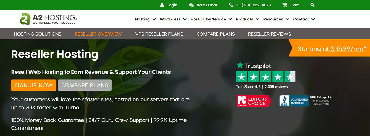 A2 Hosting offering reseller hosting plan
