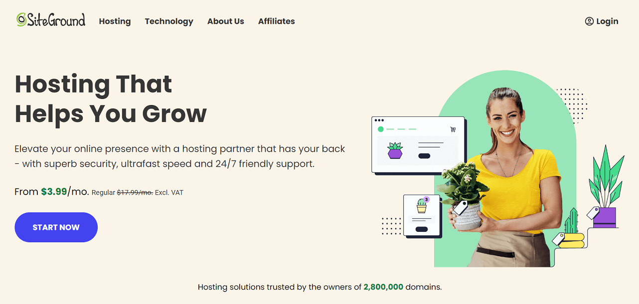 Shared Hosting Example -Siteground