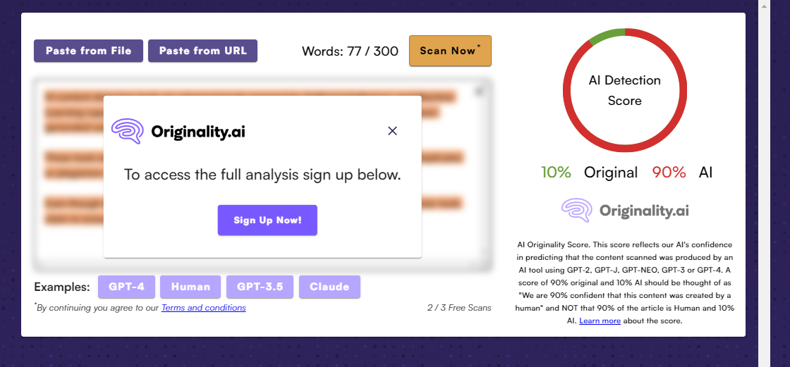 AI content detection report